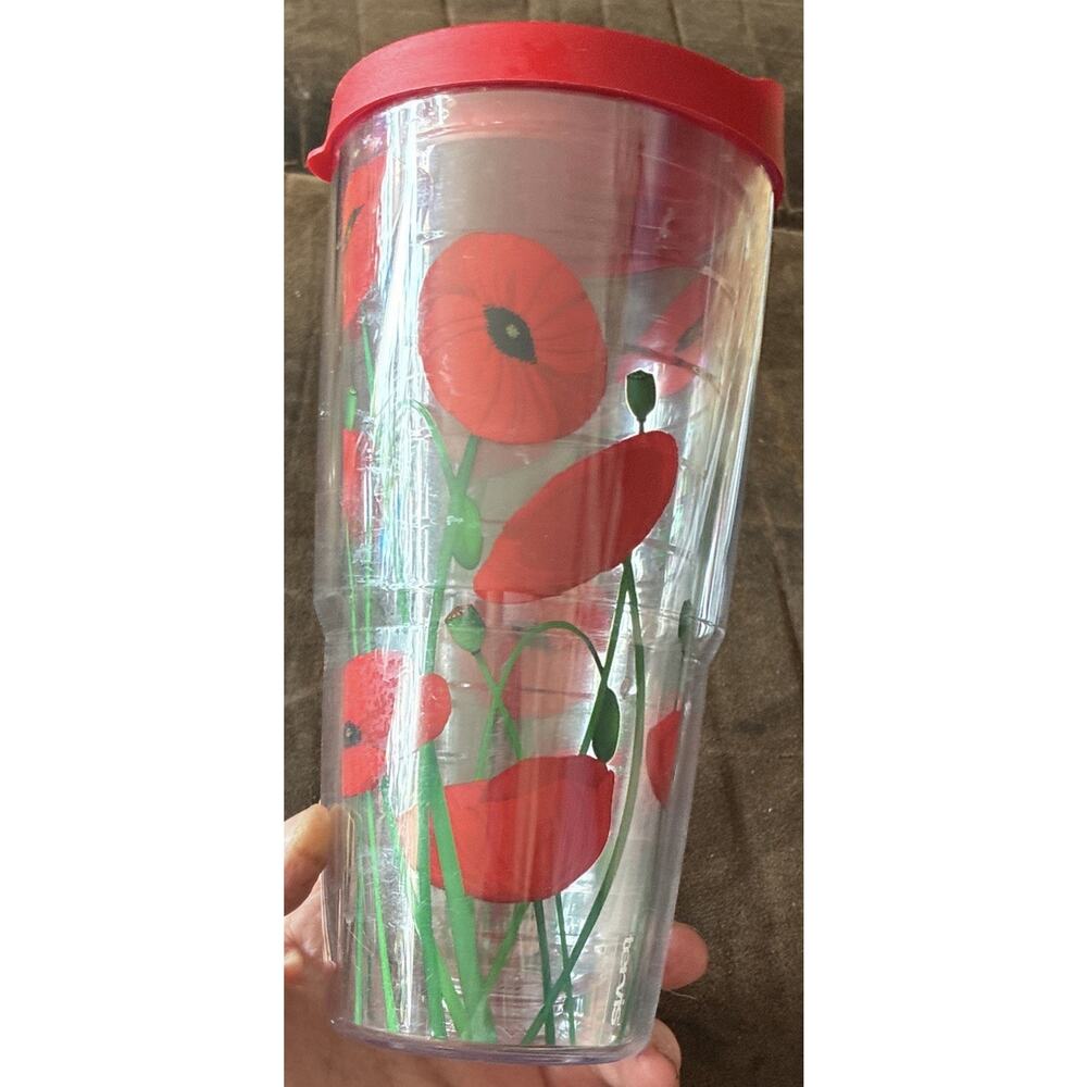 Tervis Tumbler - Red Poppy Flowers - 24oz - Insulated - Lid - Good